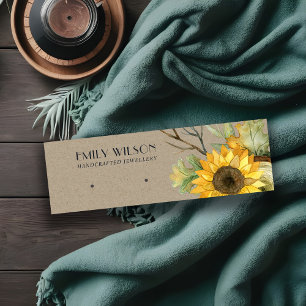 KRAFT SUNFLOWER AUTUMN WOOD STUD EARRING DISPLAY MINI VISITEKAARTJE