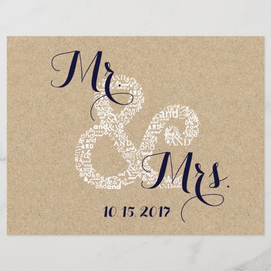 Kraft Sunflower Mariée programme de mariage Flyers (Devant)