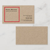 Kraft Trendy Modern Elegant Red Plain Minimalist Visitekaartje (Voorkant / Achterkant)