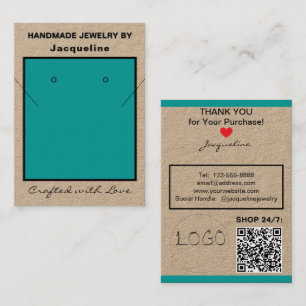 Kraft Turquoise Oorbellen Ketting Logo Website QR Visitekaartje