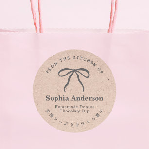 Kraft uit de keuken van Coquette Bow Ribbon Ronde Sticker