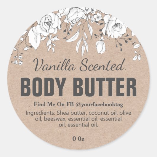 Kraft Vanilla Scent Body Butter Product Labels (Voorkant)