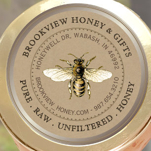 Kraft Vintage Bee Honey Jar Étiquette
