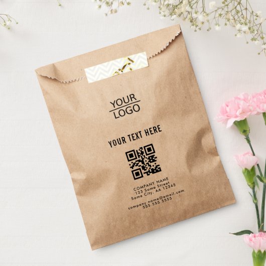 Kraft Voeg uw Logo QR Code Aangepaste Tekst Promot Bedankzakje (Gezegeld)