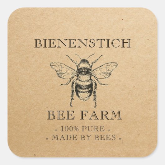 Kraft Votre Nom Éditable Apiculture Sticker au mie (Devant)