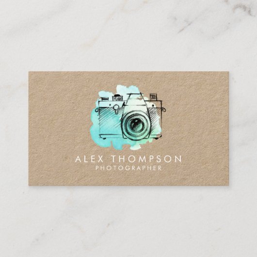 KRAFT Waterverf Camera Fotograaf Visitekaartje (Voorkant)