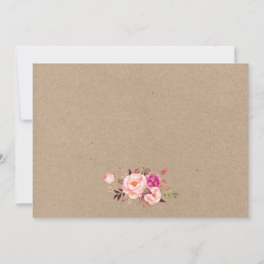Kraft Waterverf Floral Pink Blush Weddenschap Beda Bedankkaart (Achterkant)
