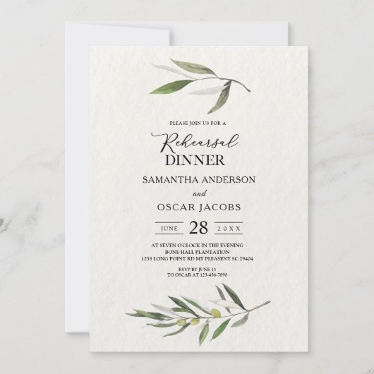 Kraft Waterverf Green Olive Branch Kaart (Voorkant)