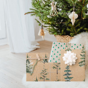 Kraft Waterverf kerstboompijn Inpakpapier Vel