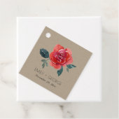 KRAFT WATERVERF RED GREEN ROOS FLORAL WEDING BEDANKJES LABELS (In situ)