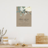 KRAFT WHITE FLORAL FIRST HOLY COMMUNION WELCOMM POSTER (Keuken)