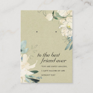 KRAFT WHITE FLORAL FRIEND EARRING DISPLAY CARD PLAATSKAARTJE