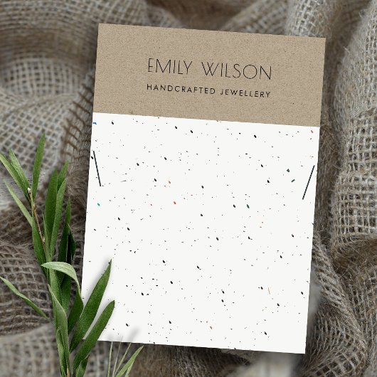 KRAFT WHITE TERRAZZO TEXTURE KETTING DISPLAY LOGO VISITEKAARTJE