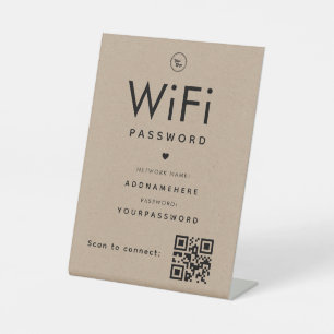 Kraft WiFi-wachtwoord Code Business Logo QR Code P Reclamebord Met Voetstuk