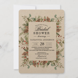 Kraft Winter Green Pine Cone Lijst Kaart