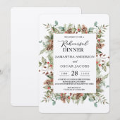 Kraft Winter Green Pine Cone Lijst Kaart (Voorkant / Achterkant)