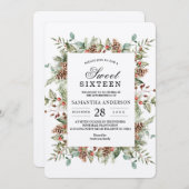 Kraft Winter Green Pine Cone Lijst Kaart (Voorkant / Achterkant)