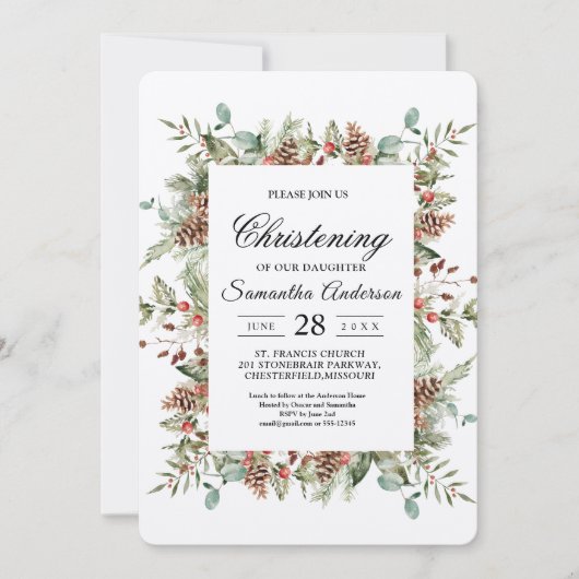 Kraft Winter Green Pine Cone Lijst Kaart (Voorkant)