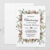 Kraft Winter Green Pine Cone Lijst Kaart (Voorkant / Achterkant)