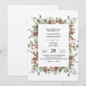 Kraft Winter Green Pine Cone Lijst Kaart (Voorkant / Achterkant)