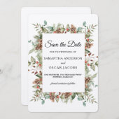 Kraft Winter Groen Denneappel Lijst Save The Date (Voorkant / Achterkant)