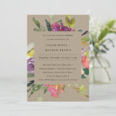 KRAFT YELLOW BLUSH BURGUNDY FLORAL COUPLY SHOWER KAART (Staand voorkant)