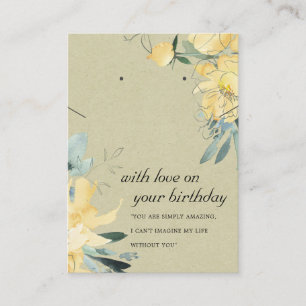 KRAFT YELLOW FLORAL BIRTHDAY KETTING OORBELLEN KAA PLAATSKAARTJE