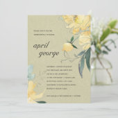 KRAFT YELLOW GREEN FLORAL GENDER REVEAL INVITATION (Debout devant)
