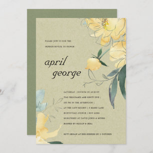 KRAFT YELLOW GREEN FLORAL GENDER REVEAL INVITATION