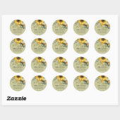KRAFT YELLOW SUNFLOWER WATERVERF FLORAAL ADRES RONDE STICKER (Vel)