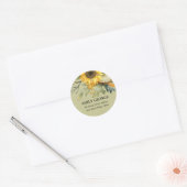 KRAFT YELLOW SUNFLOWER WATERVERF FLORAAL ADRES RONDE STICKER (Envelop)