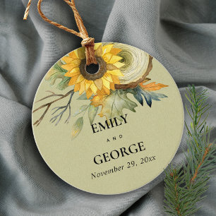 KRAFT YELLOW SUNFLOWER WATERVERF FLORAL WEDING BEDANKJES LABELS