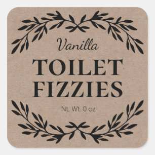 Kraft Zelfgemaakte Fizzy Toilet Cleaner Eenvoudige Vierkante Sticker