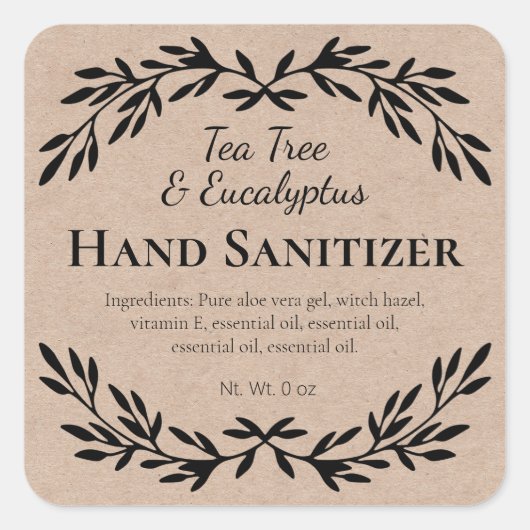  Kraft Zelfgemaakte Hand Sanitizer Vierkante Sticker (Voorkant)
