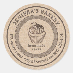  kraftbakkerij Homemade cupcakes bakkerij Ronde Sticker
