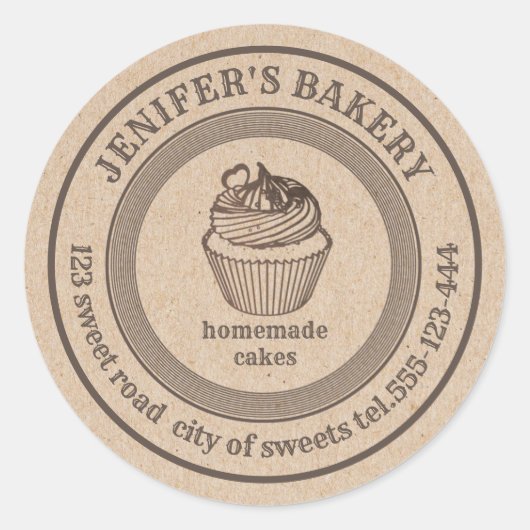 kraftbakkerij Homemade cupcakes bakkerij Ronde Sticker (Voorkant)