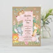 KraftJungle Big One Girls Anniversaire Invitation (Debout devant)