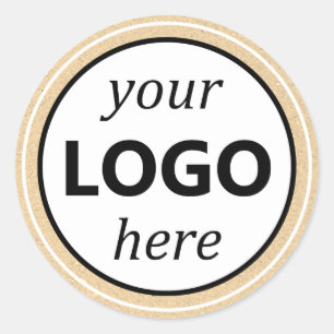 Kraftpapier Beige Uw Cirkel Logo Afbeelding Sticke Ronde Sticker