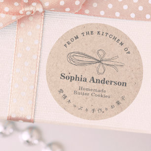 Kraftpapier 'From the Kitchen of Whisk Baked Goods Ronde Sticker