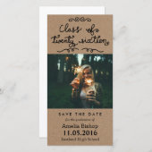 Kraftpapier Klasse van 2016 Typografie Bewaar de d Save The Date (Voorkant / Achterkant)
