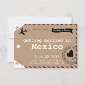 Kraftpapier luchtpost bagagelabel Save the Dates Date (Achterkant)