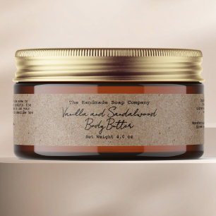 Kraftpapier Minimalistische Body Butter Pot Label