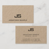 Kraftpapier Modern Professioneel Elegant Monogram Visitekaartje (Voorkant / Achterkant)