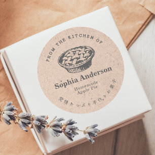 Kraftpapier uit de keuken van zelfgemaakte taart ronde sticker
