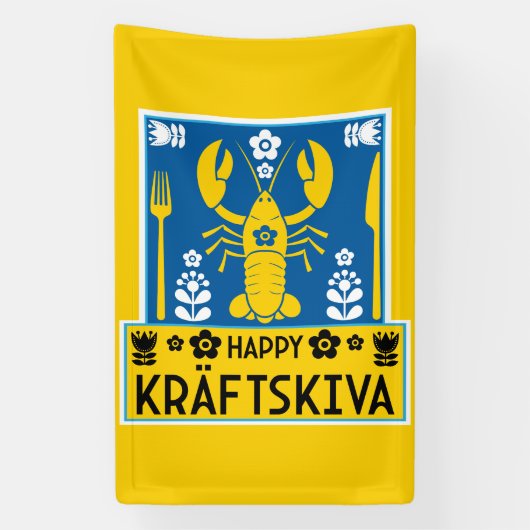 Kräftskiva - Zweedse rivierkreeftenfeest Spandoek (Verticaal)