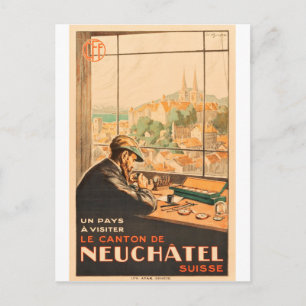 Kraftsmen in Neuchatel, Zwitserland,vintage-reis Briefkaart