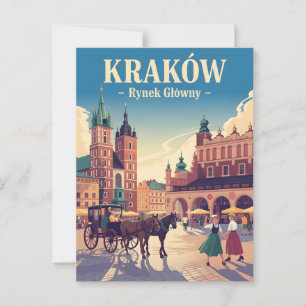 Krakau oude markt vintage briefkaart