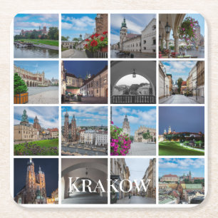 Krakau oude stadslandschappen, Polen Vierkante Kartonnen Onderzetter