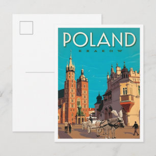 Krakau Polen Vintage Kunst Reizen Briefkaart