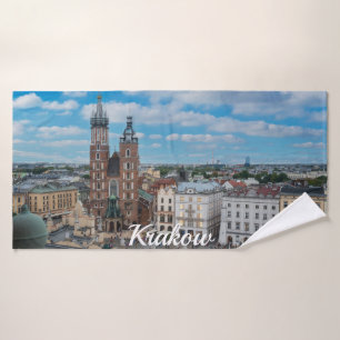 Krakau stadscentrum van bovenaf in Polen Badhanddoek